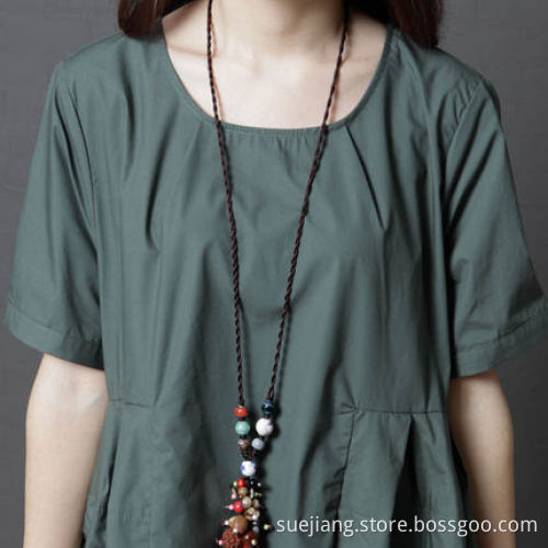 Women Loose Linen Big Size Casual Dress